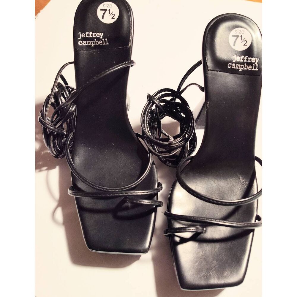 JEFFREY CAMPBELL BLACK PRIMADONNA STRAPPY HEEL 7.5 NEW NO BOX - Picture 2 of 11